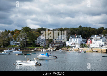 Boats moored in the harbour at Manchester-by-the-Sea. Massachusetts, USA Stock Photo