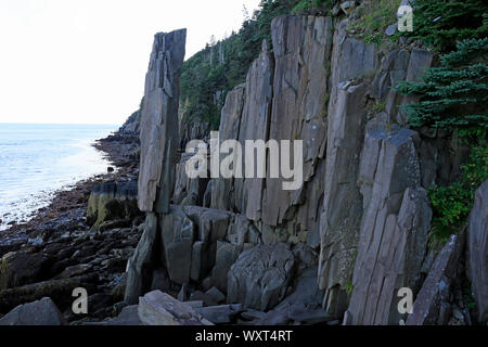 The Balancing Rock or column on Long Island, Nova Scotia Stock Photo