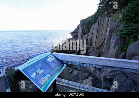 The Balancing Rock or column on Long Island, Nova Scotia Stock Photo