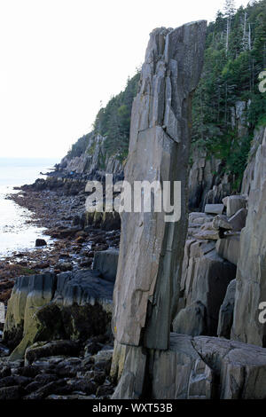 The Balancing Rock or column on Long Island, Nova Scotia Stock Photo