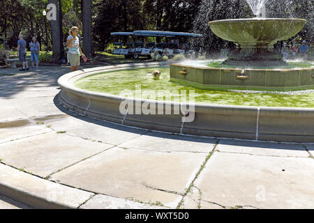 The Cleveland Ohio Italian Cultural Garden in Rockefeller Park holds a large renaissance fountain modeled after the Villa Medici in Rome. Stock Photo