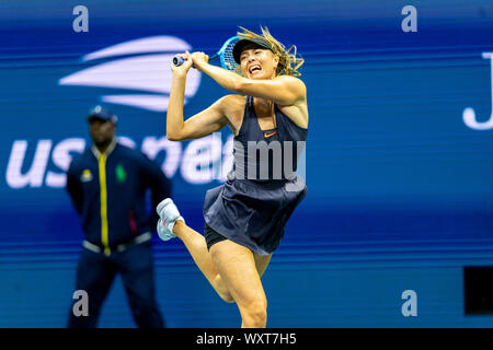 Maria Sharapova of Russia competing in the first round of the Women's Singles at the 2019 US Open Tennis Stock Photo