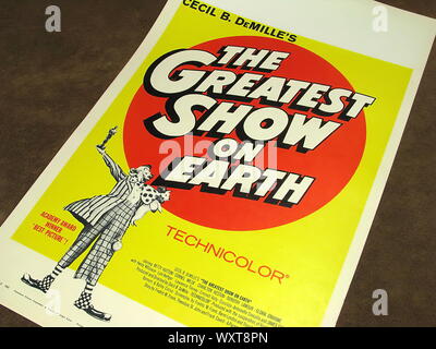 Classic movie poster of The Greatest Show On Earth 1952. Stock Photo