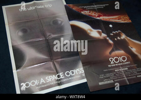 Movie Posters of the Classic 2001 A Soace Odyssey 1968, and sequel 2010 The Year We Make Contact 1984. Stock Photo