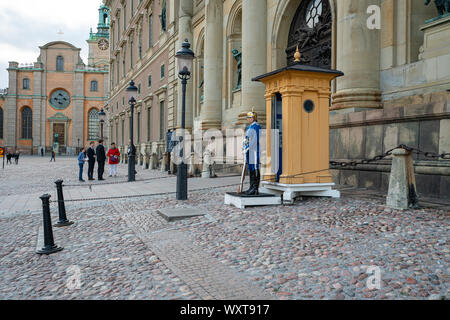 Stockholm, Sweden. September 2019. A view of the guards in front of the royal palace Stock Photo