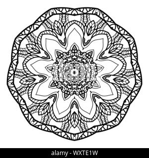 Contours of the mandala on a white background. Suitable for use in coloring. Stock Vector