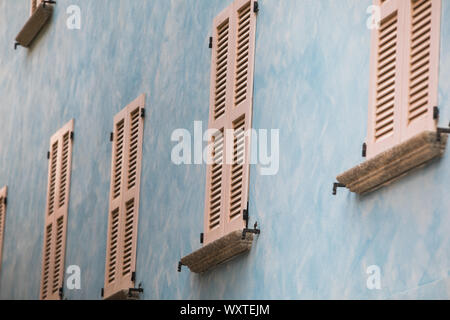 Color image of some old weathered window blinds. Stock Photo