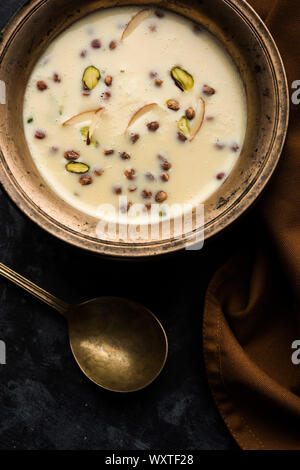 Basundi / Rabri or Rabdi - is a dessert made of condensed  milk and dry fruits Stock Photo