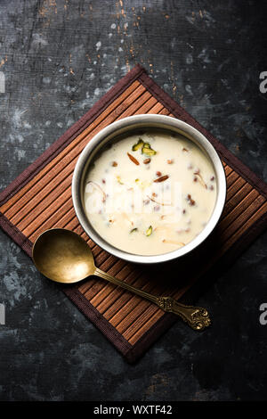 Basundi / Rabri or Rabdi - is a dessert made of condensed  milk and dry fruits Stock Photo