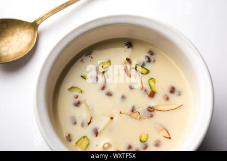 Basundi / Rabri or Rabdi - is a dessert made of condensed  milk and dry fruits Stock Photo