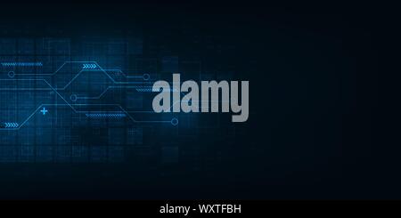 Digital circuit design on a dark blue background Stock Vector Image ...