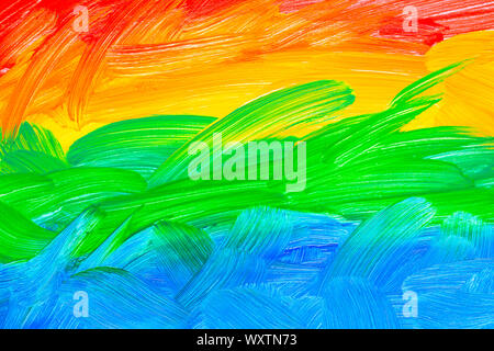 Abstract multi colored painted full frame background, real oil painting on canvas by hand Stock Photo