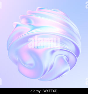 Abstract modern graphic 3D element. Holographic colored shape. Gradient with flowing liquid shapes. For flyers posters or presentations. 3d rendering. Stock Photo