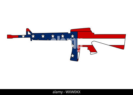 Semi automatic rifle with american flag vector illustration - Perfect for sticker,logo,icon,poster,backgrounds,sign,symbol etc Stock Photo
