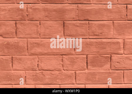 Empty Old Red color brick wall. Painted Wall Surface. Grunge Red Stonewall texture background. Abstract Web Banner Design Element. Copy Space. Stock Photo