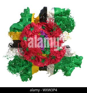 3d rendering of a Dominica country flag in a liquid fluid. Isolated on white background Stock Photo