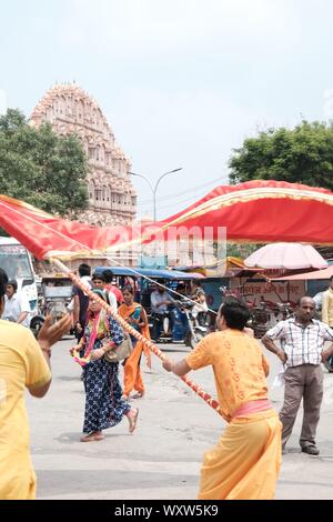 Teej Festival at Jaipur to Celebrate the arrival of the monsoon season Stock Photo