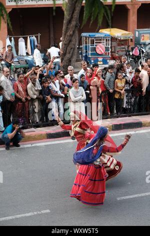 Teej Festival at Jaipur to Celebrate the arrival of the monsoon season Stock Photo