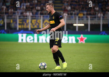 Milano, Italy. 17th September 2019. Champions League 2019-20 Group F. FC Internazionale vs SK Slavia Praha. Milan Skriniar of FC Internazionale. Stock Photo