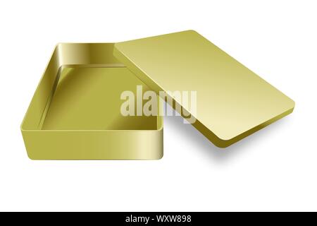 Template of metal box with cover up Stock Vector