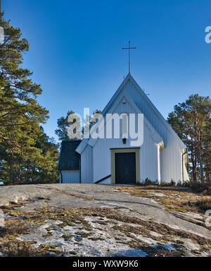 Wooden Sandhamn chapel on the island of Sandhamn in the Stockholm archipelago, Sweden Stock Photo
