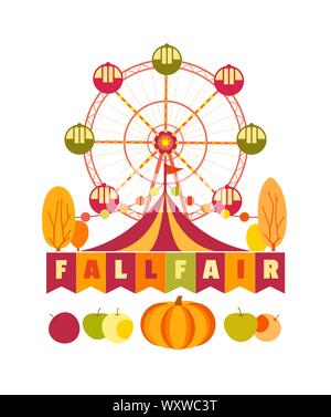 Agricultural Fall Fair Fun flat color vector poster Stock Vector