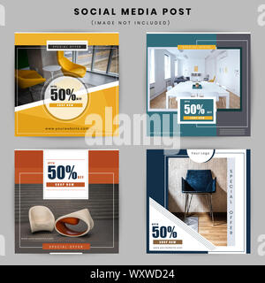 Custom minimal social media post design template illustration Stock Photo