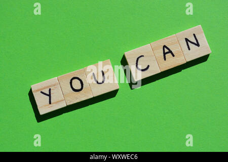 You Can, motivational words on a red background with copy space Stock Photo