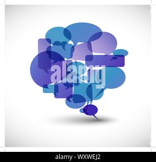 Big  blue speech bubble made from small bubbles Stock Vector