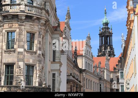Dresden city in Germany. Old Town skyline (Altstadt). Stock Photo