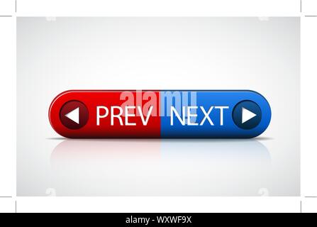 Red and blue button for move to the next and previous item Stock Vector