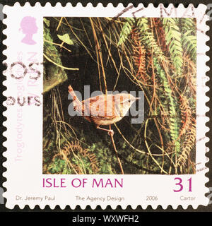 Eurasian wren on postage stamp Stock Photo