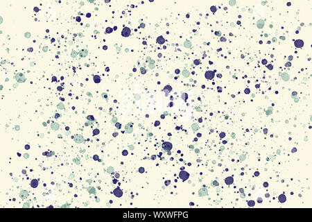 Blue random round paint splashes on white background. Abstract colorful texture Stock Photo