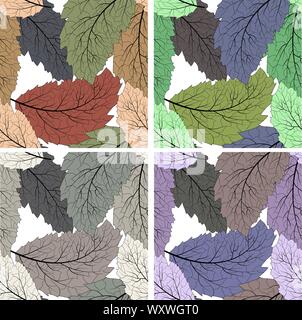 Seamless leaf pattern. Seamless floral background. Vector summer pattern. Fall leaves vector background. Botanical illustration Stock Vector