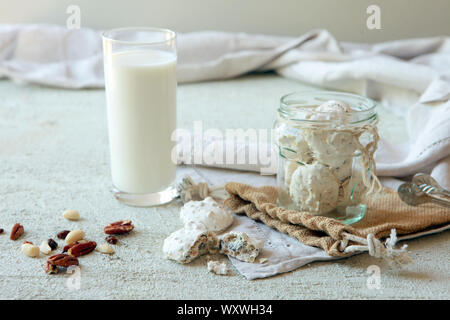 nut cookies with peanuts on concrete backdrop Stock Photo