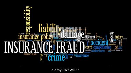 Insurance fraud - financial crime. Word cloud concept. Stock Photo
