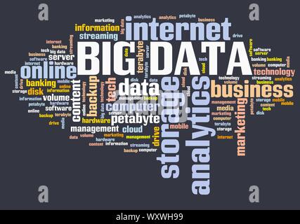Big data - market information analytics concept. Word cloud. Stock Photo