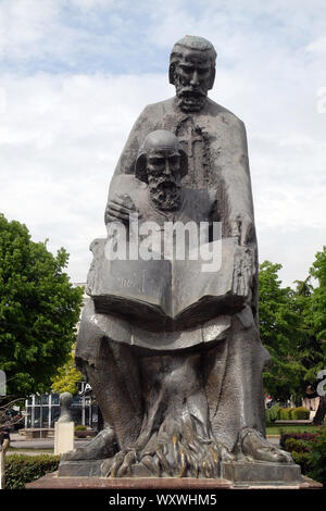 Monument of saints Cyril and Methodius in Ohrid, Macedonia Stock Photo