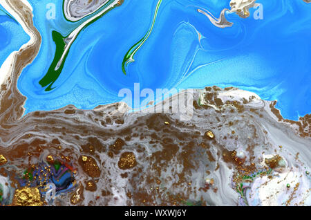 Abstract ocean ART. Natural Luxury. Style incorporates the swirls of marble or the ripples of agate. Very beautiful blue paint Stock Photo