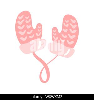 Hand Drawn Christmas Mittens Sketch Symbol isolated on white background. Vector of winter elements In Trendy Style Stock Vector