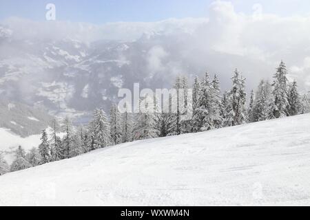 Austria mountains winter ski resort - Mayrhofen in Tyrol. Austrian Central Alps.