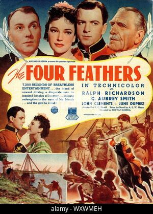 RALPH RICHARDSON JUNE DUPREZ JOHN CLEMENTS and C.AUBREY SMITH in THE FOUR FEATHERS 1939 director Zoltan Korda novel A.E.W.Mason screenplay R.C.Sherriff music Miklos Rozsa producer Alexander Korda London Film Productions / United Artists Stock Photo