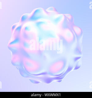 Liquid holographic ferrofluid 3D sphere shape. Abstract fluid background with flowing liquid shape. 3d rendering. Stock Photo