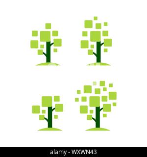 tech modern digital tree logo design grow business symbol concept vector Stock Vector