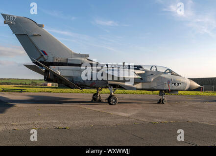 RAF Tornado GR4, 'Shiny Two' Second to None, ZA398 at a day/nightshoot at Cornwall Aviation Heritage Centre Stock Photo