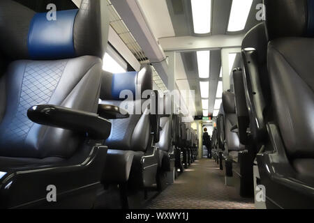 Scotrail train first class carraige interior Stock Photo - Alamy