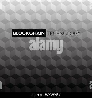 Blockchain technology black and white background Stock Vector