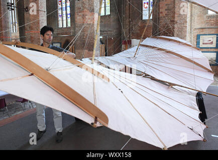 Anklam, Germany. 18th Sep, 2019. Pilot Markus Raffel is standing in the ...