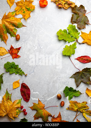 autumn leaf on marble background Stock Photo