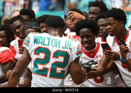 In this Monday, July 30, 2018, photo, running back Frank Gore (21) stands  on the field at the NFL football team's training camp in Davie, Fla. The  NFL's active career rushing leader